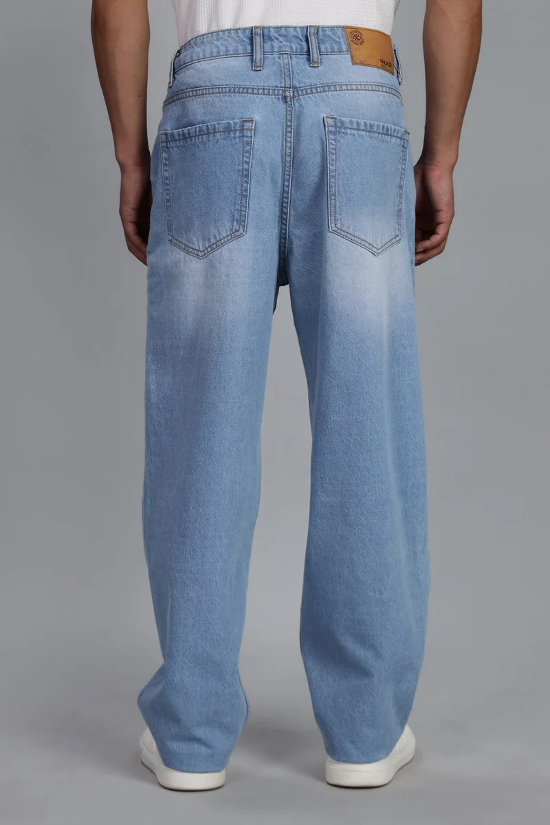 Inkd Denim Drama Men's Cargo Carpenter Baggy Jeans – Mid-Rise | 100% Cotton | Contrast Stitch| 6 Pocket Styling | Baggy Jeans for Man | Cargo for Men for Men | Best Price UAE
